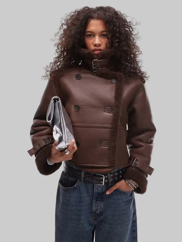 Faux-Leather-Borg-Shearling-Cropped-Aviator-Jacket-In-Chocolate