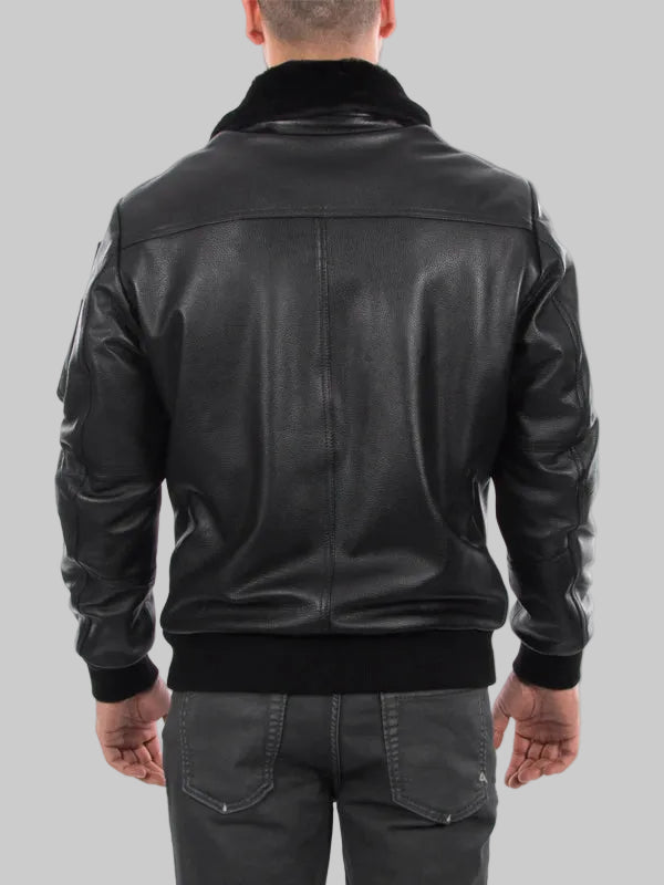 Italian-handmade-Men-Waterproof-ARMY-Bomber-leather-jacket-Black