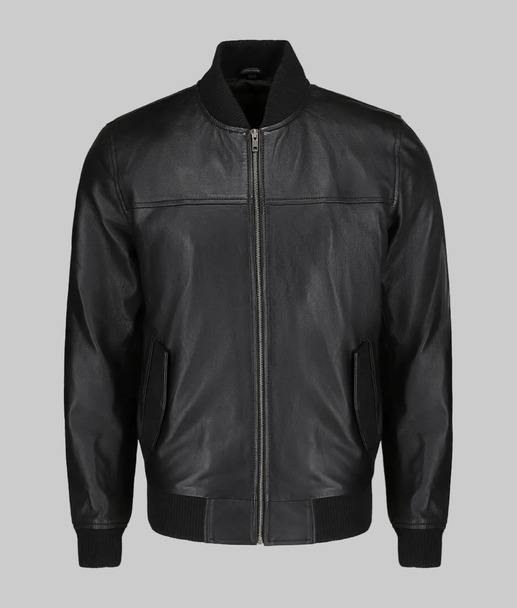 Jim-Mens-Snug-Fit-Black-Bomber-Leather-Jacket-8