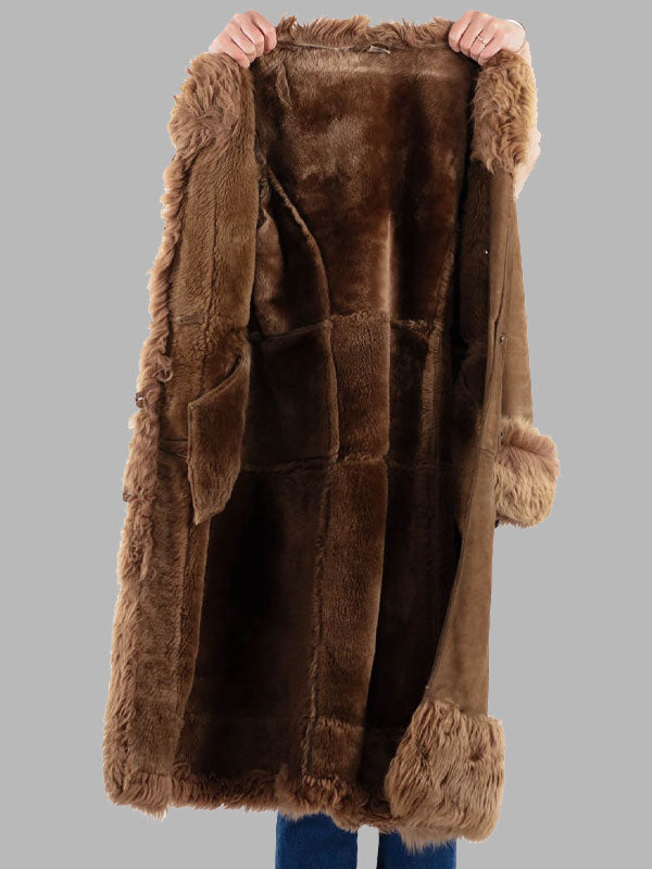 Marie Vintage 70's Penny Lane Sheepskin Coat in Brown