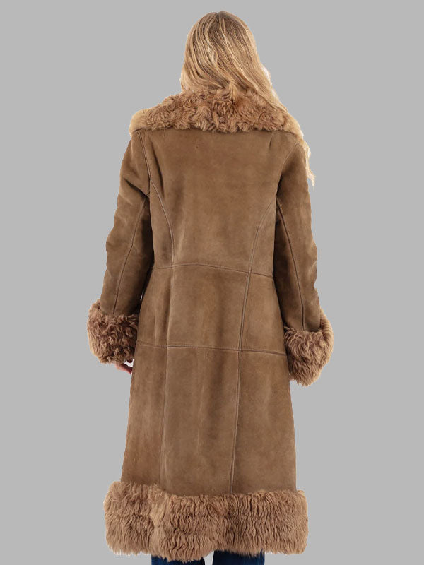 Marie Vintage 70's Penny Lane Sheepskin Coat in Brown