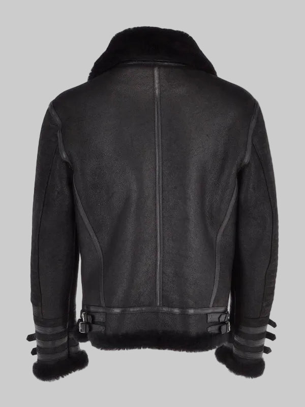 Men-Black-Aviator-Flying-Bomber-Shearling-Leather-Jacket-Back