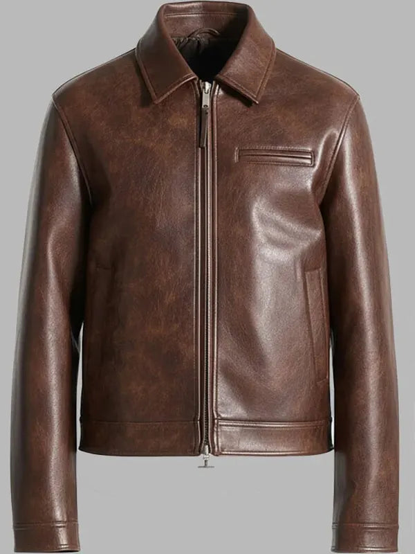 Men Brown Laurent Vintage Leather Jacket