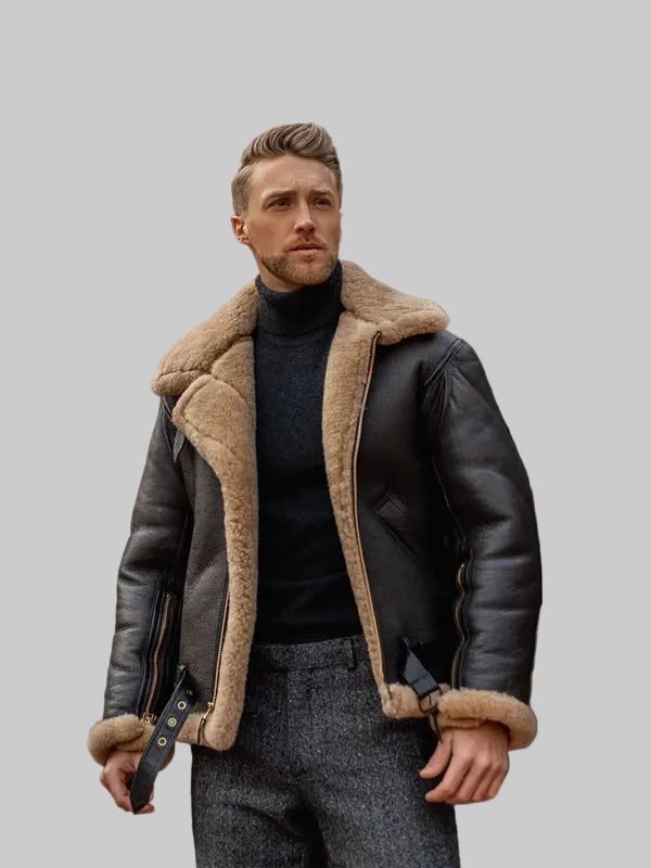 Mens-B3-RAF-Aviator-Sheepskin-Shearling-Leather-Jacket