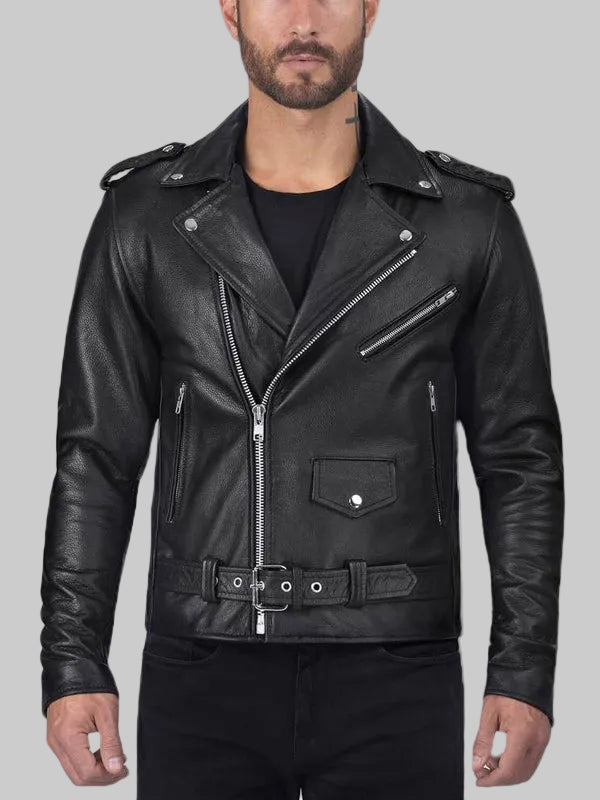 Mens-Brando-Black-Biker-Leather-Jacket