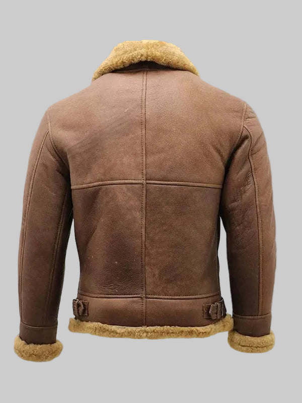 Mens-Brown-B3-Shearling-Sheepskin-WW2-Bomber-Leather-Flying-Aviator-Jacket-Back