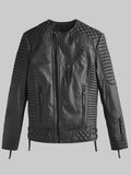 Mens-Collarless-Black-Leather-Jacket