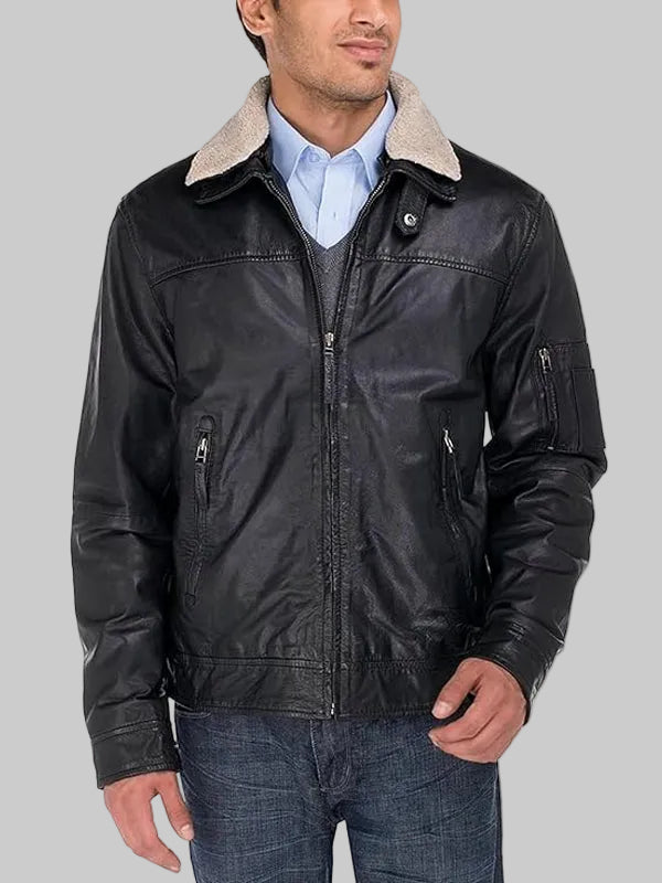 Mens-Cowhide-Flight-Bomber-Modern-Leather-Jacket-Vintage-Look