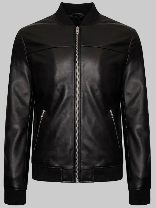 Mens-Fine-Milled-Leather-Bomber-Jacket-Black