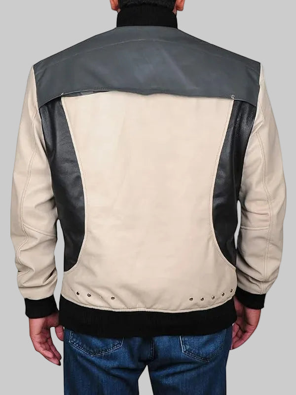 Mens-Varsity-Classic-School-Bomber-Black-Beige-Leather-Jacket