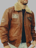 Michael Brown Real Leather Bomber Jacket With Fur Collar Buy