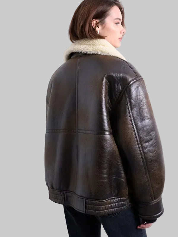 Oversized-Tab-Detail-Shearling-Bomber-Jacket-In-Brown