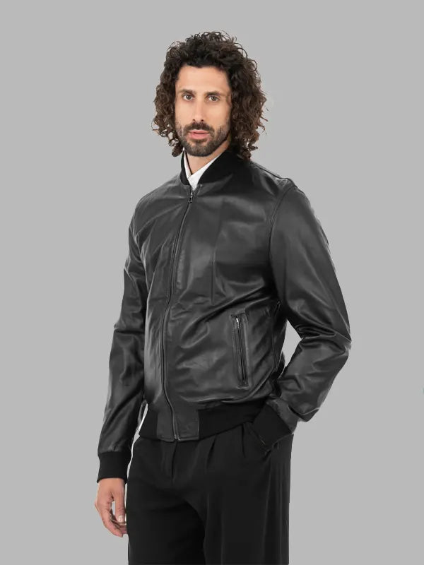 John Black Bomber Real Leather Jacket