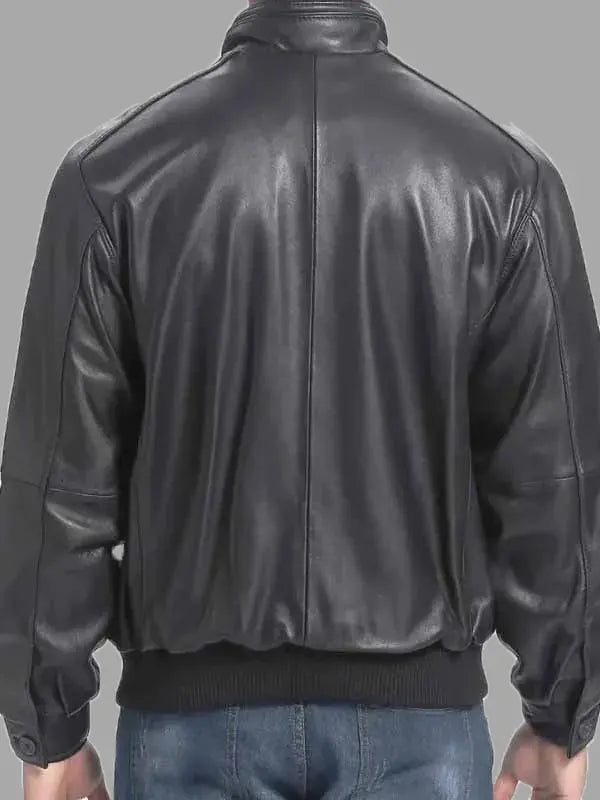 Nathaniel Black Real Leather Bomber Jacket
