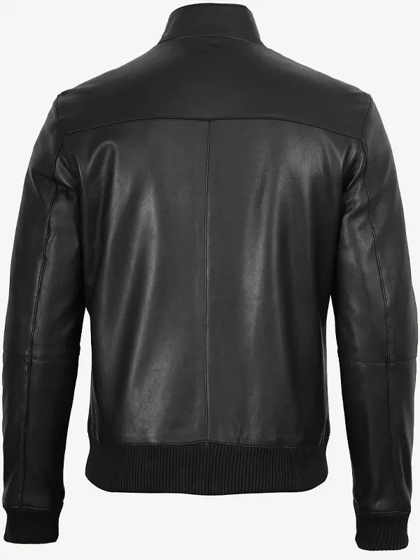 Julian Black Real Leather Bomber Jacket