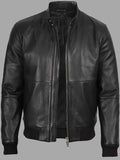 Julian Black Real Leather Bomber Jacket