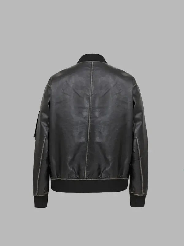 Jeffery Black Faux Leather Bomber Jacket