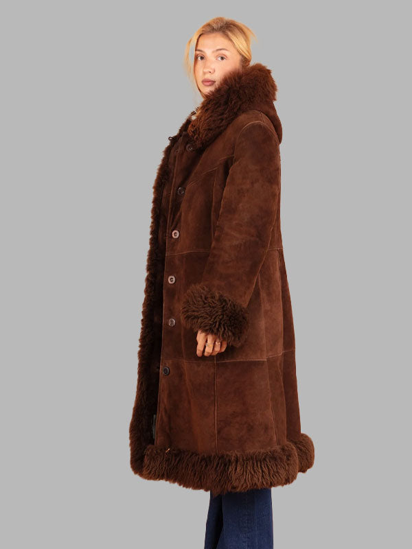 Vanessa Women Vintage 70's Brown Sheepskin Coat