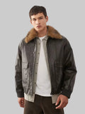 Vintage-Leather-Look-Bomber-Jacket-With-Faux-Fur-Collar-In-Brown