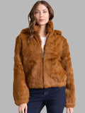 Whiskey Rabbit Fur Bomber Jacket Brown with Hood
