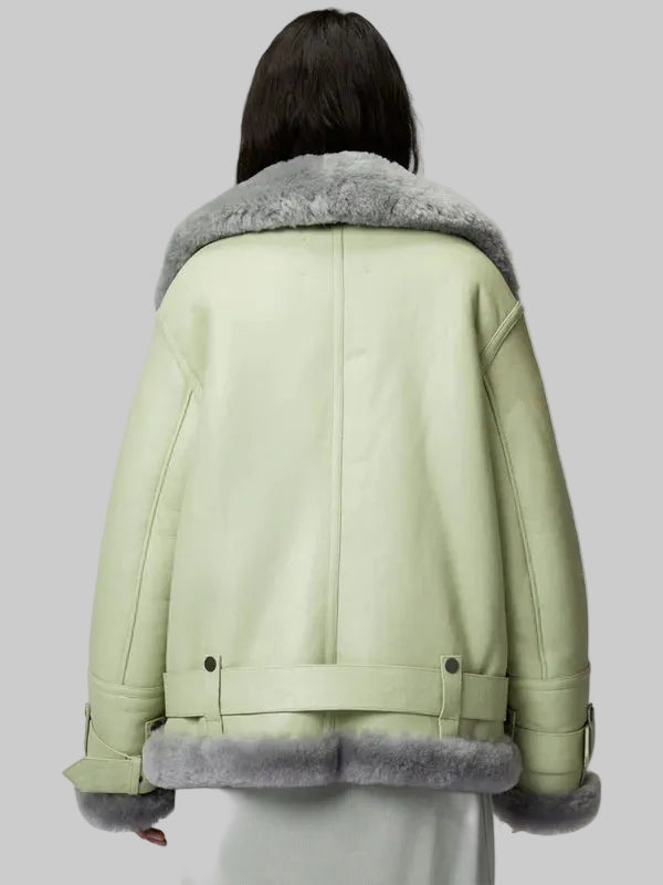 Women-Green-Aviator-Styled-Sheepskin-Shearling-Leather-Jacket