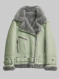 Women-Green-RAF-Aviator-Styled-Sheepskin-Shearling-Leather-Jacket