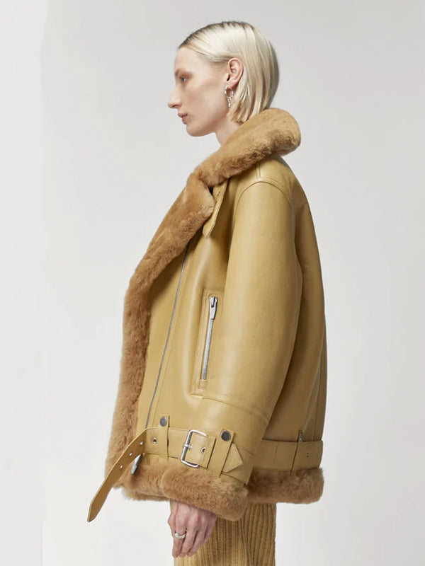 Women-RAF-Aviator-Styled-Sheepskin-Shearling-Leather-Jacket-Light-Brown