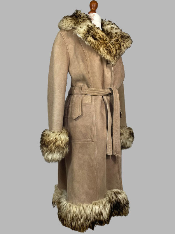 Women Vintage 60/70s shearling sheepskin princess coat