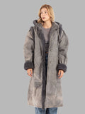 Women Vintage 80's Gray Sheepskin Shearling Coat
