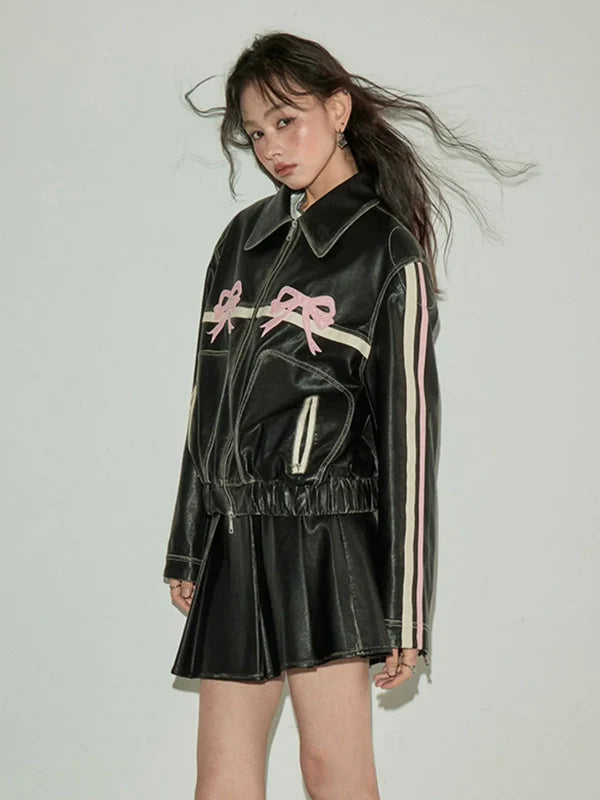 Womens-Leather-Oversized-Pink-Bow-Jacket