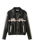 Womens-Pink-Bow-Leather-Oversized-Jacket
