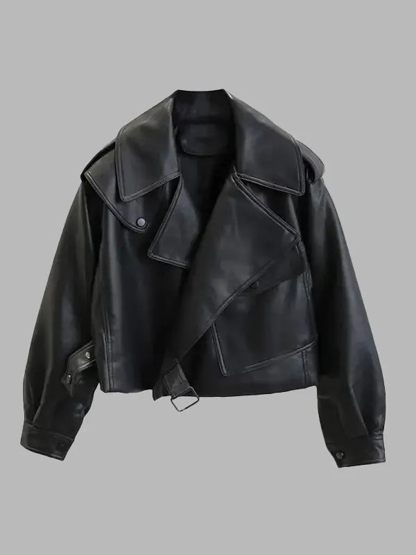 Womens Oversized Black Leather Jacket