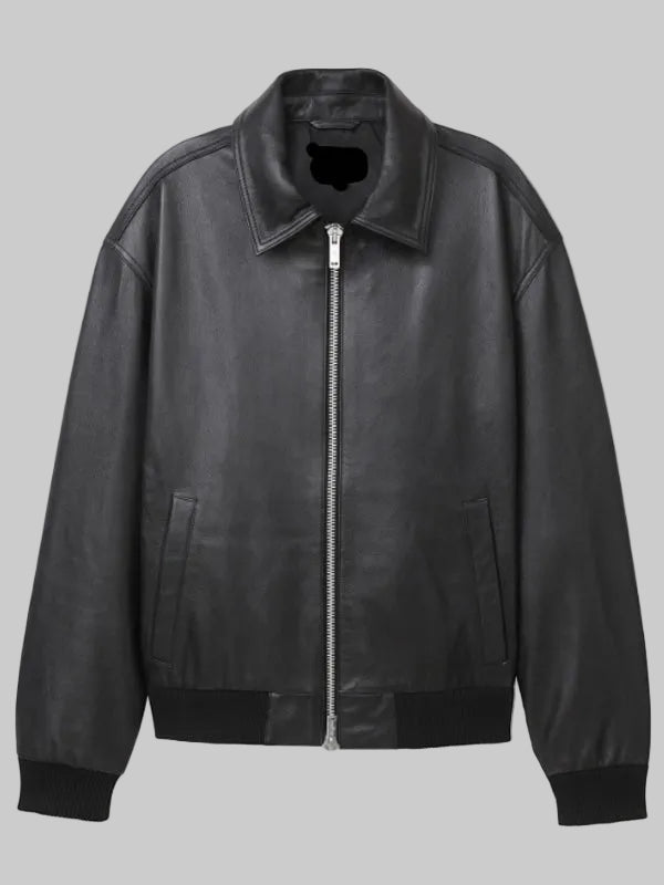Zip-Front-Leather-Bomber-Jacket