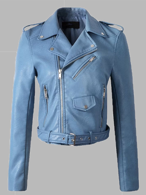 Mary The Belt Fashion Racing Style Biker Leather Jacket
