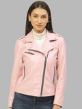 Gretchen Pink Solid Lightweight Biker Jacket