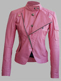 Latonya Pink Brando Genuine Leather Jacket