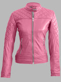 Krista Pink Quilted Genuine Leather Jacket