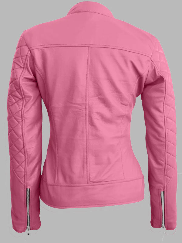 Krista Pink Quilted Genuine Leather Jacket