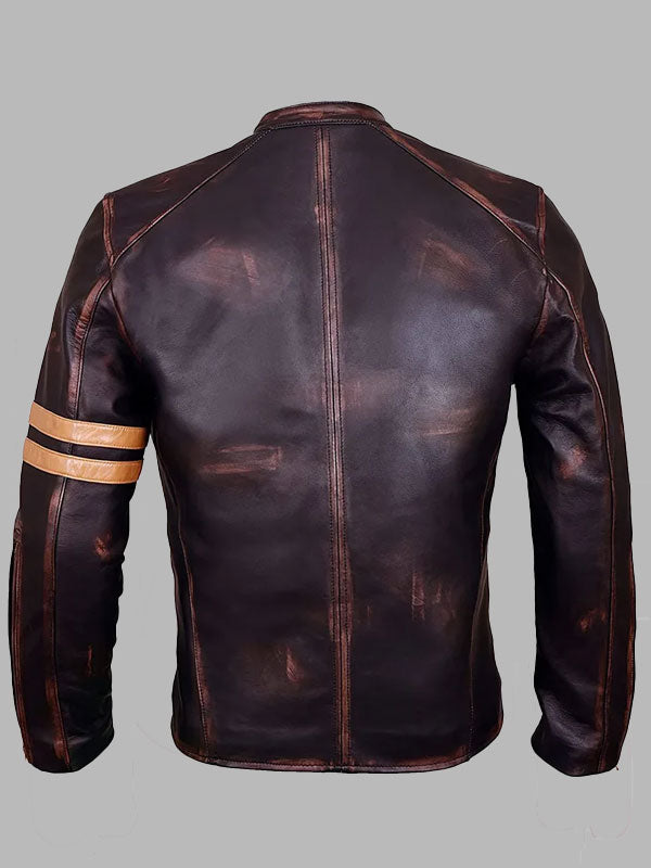 Men Brown Cafe Racer Leather Jacket