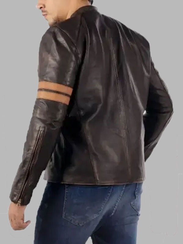 Men Brown Cafe Racer Leather Jacket