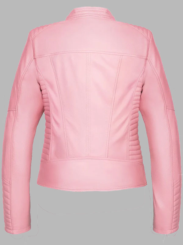 Alicia Pink Motorcycle Leather Zip Jacket