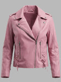 Diana Pink Real Leather Biker Jacket