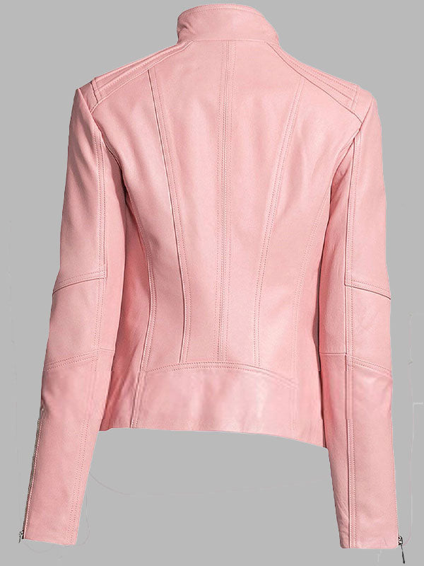 Christa New Style Casual Pink Leather Jacket