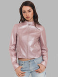 Julia Pink Leather Zip Jacket