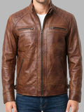 Harrison men Vintage Brown Leather Jacket