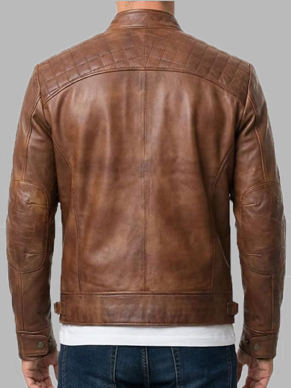 Harrison men Vintage Brown Leather Jacket