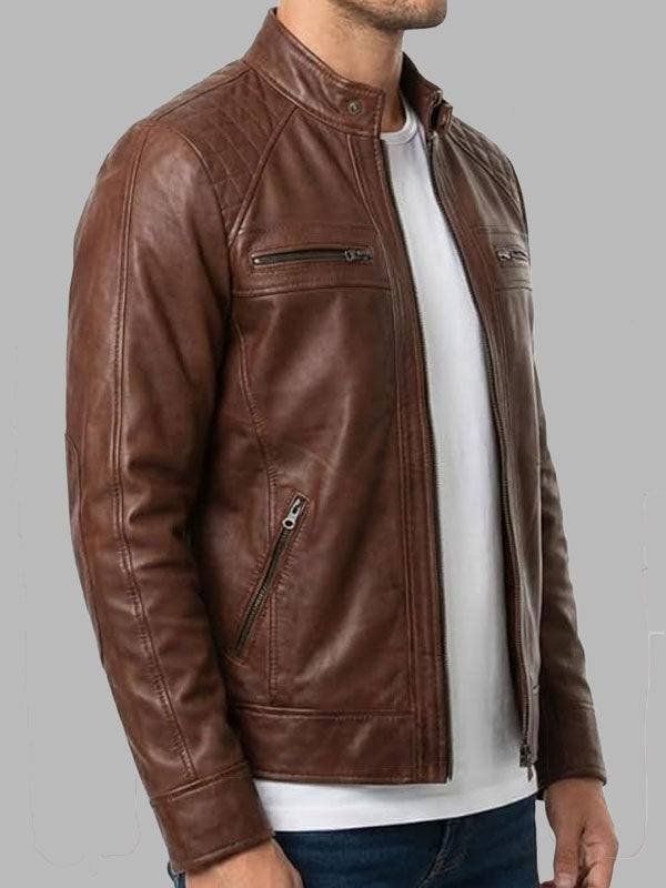 Harrison men Vintage Brown Leather Jacket