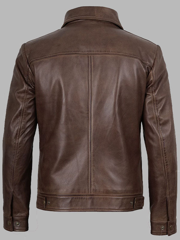Thayer Men Brown Vintage Leather Jacket