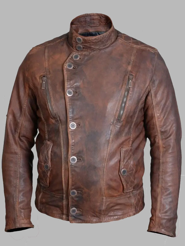 Jeffrey Men Brown Vintage Leather Jacket