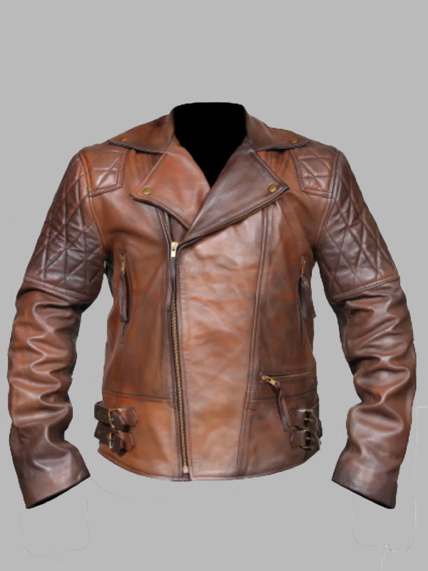 Charles Diamond Biker Brown Vintage Leather Jacket
